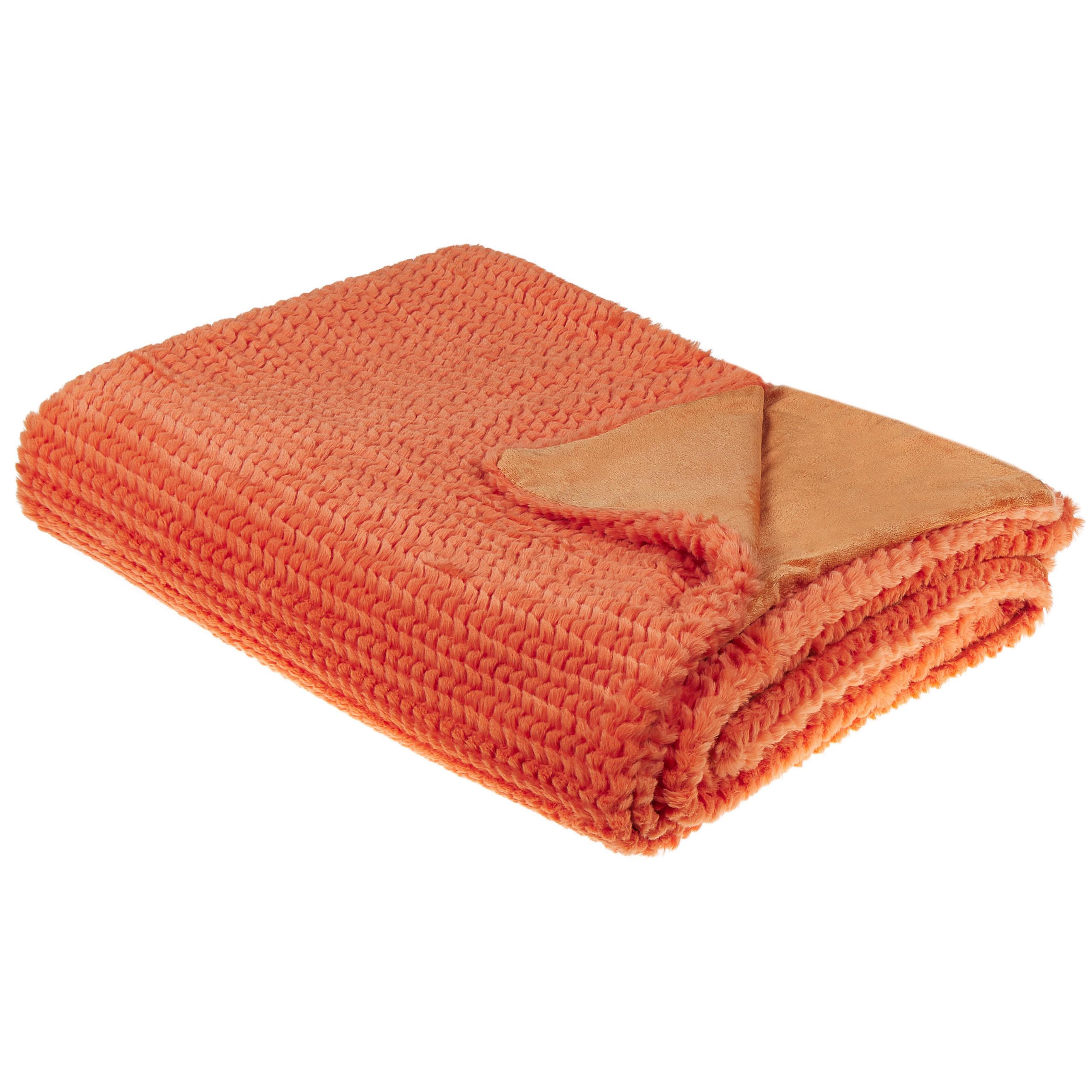 DECKE Orange Bjas 150/200 cm - Orange, Textil (150/200cm) - Beliani