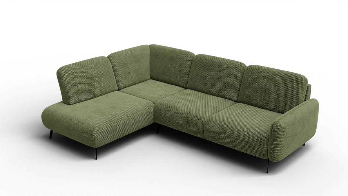 ECKSOFA FEBE 5-Sitzer links, olivgrün - Schwarz/Olivgrün, Holz/Textil (271/190cm) - Wozimo