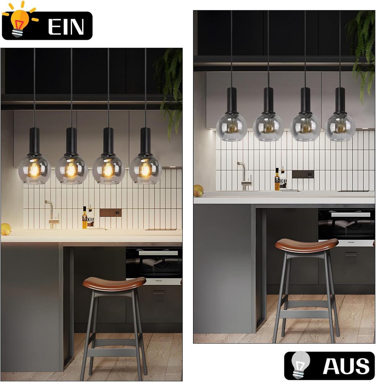 HÄNGELEUCHTE Krenq 55/13/145 cm - Schwarz, Glas/Metall (55/13/145cm) - ZMH