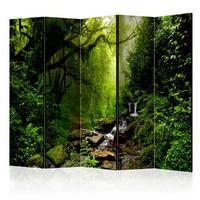 PARAVENT Beidseitig Bedruckter 5-tlg 225x172 cm Wasserfall Im Wald - Grün, Holz/Textil (225/172/3cm) - Muralo