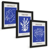 BILDER SET 3er Set - 20x30 cm Schwarzer Rahmen - Stilvolle blaue Poster - Schwarz, Kunststoff (20/30cm) - TULUP