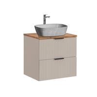 WASCHTISCH 60.6cm Adriel Kaschmir, Holz und Stein - Beige/Grau, Holzwerkstoff (60.6/59/46cm) - Petits-meubles