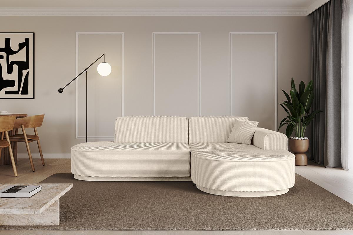 ECKSOFA Ottomane Rechts MARI-L1-v3 - 243x171x83 cm Beige Cord - Beige/Schwarz, Holzwerkstoff/Kunststoff (171/243cm) - ALTDECOR