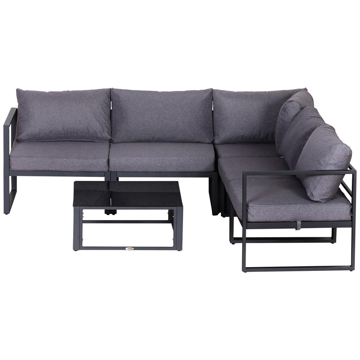 GARTENMÖBEL Set, Alu, Polyester, Grau - Grau, Metall - Outsunny
