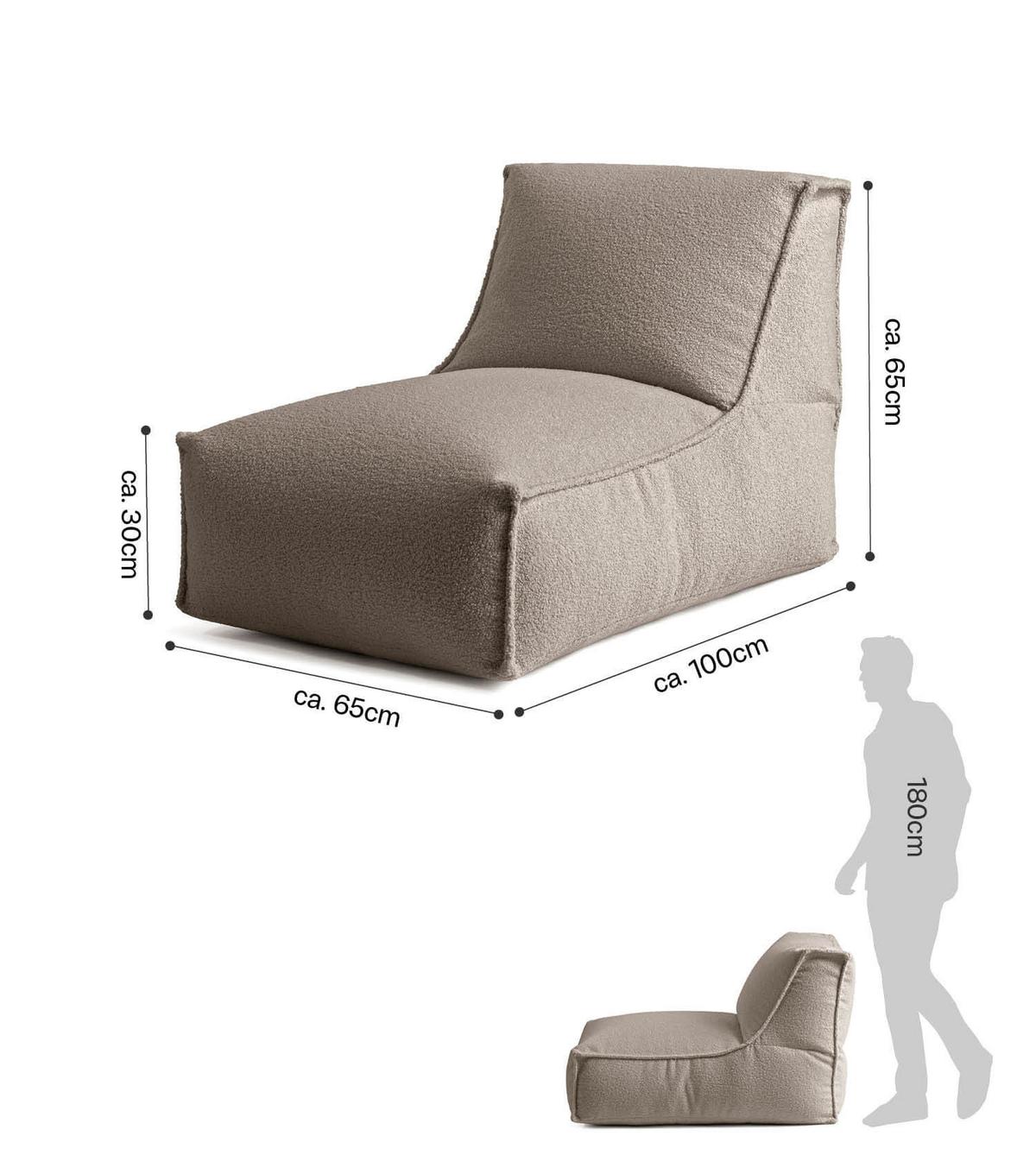 SITZSACK Bouclé Doze - Taupe, Textil (100/65/65cm) - Mokebo