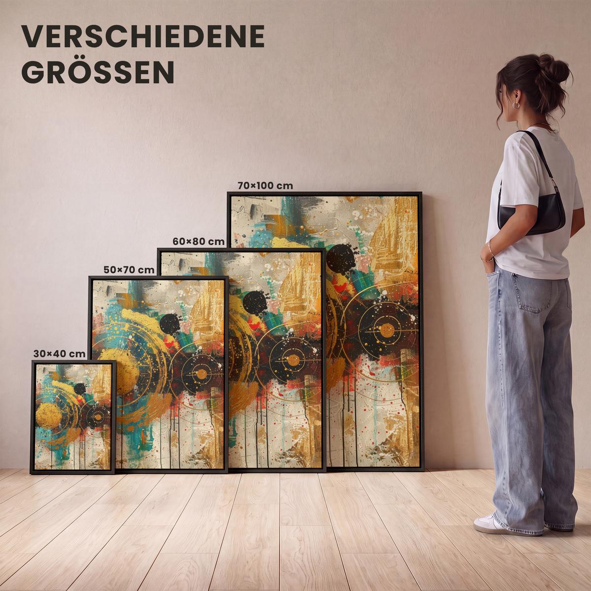 LEINWAND Bilder mit Rahmen - Abstrakt - Kunst - Gold - Modern - 30x40 - Multicolor, Textil (30/40cm) - MuchoWow