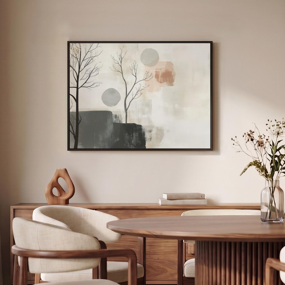 LEINWAND Bilder mit Rahmen - Wabi sabi - Beige - Pflanze - 70x50 - Sandfarben, Textil (70/50cm) - MuchoWow