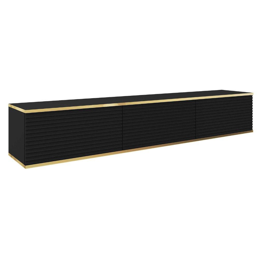 TV-HÄNGEBOARD Mucalma Schwarz mit geriffelten Fronten 175 cm - Schwarz, Holzwerkstoff (175/30/32cm) - Selsey
