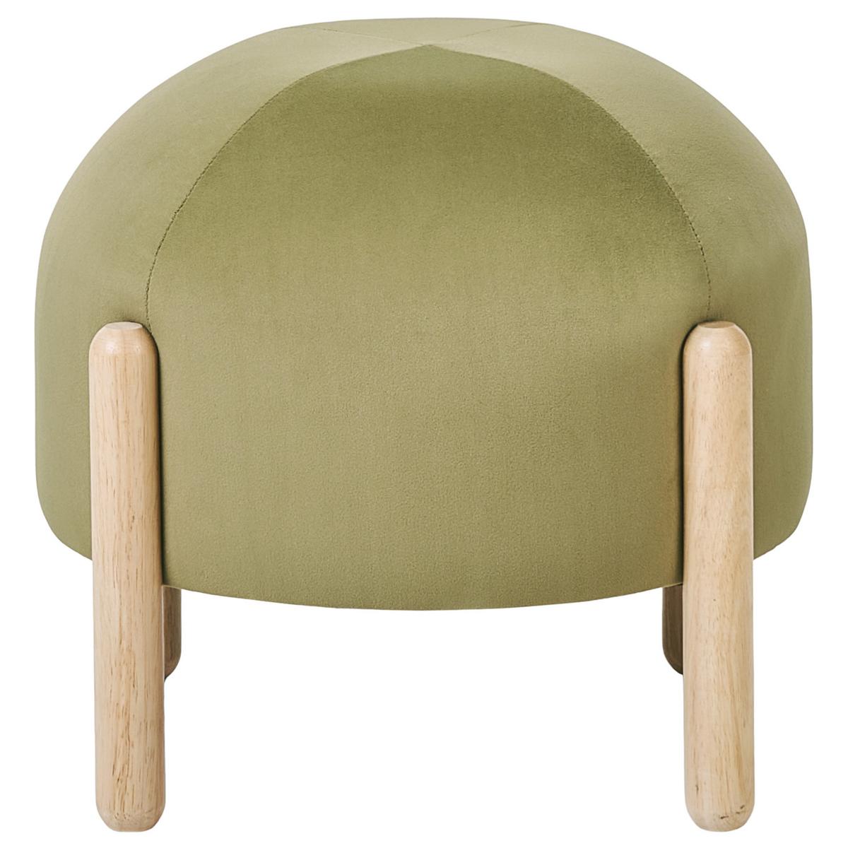 HOCKER Samtstoff Olivgrün Grün Helen - Hellbraun, Textil (40/38/40cm) - Beliani