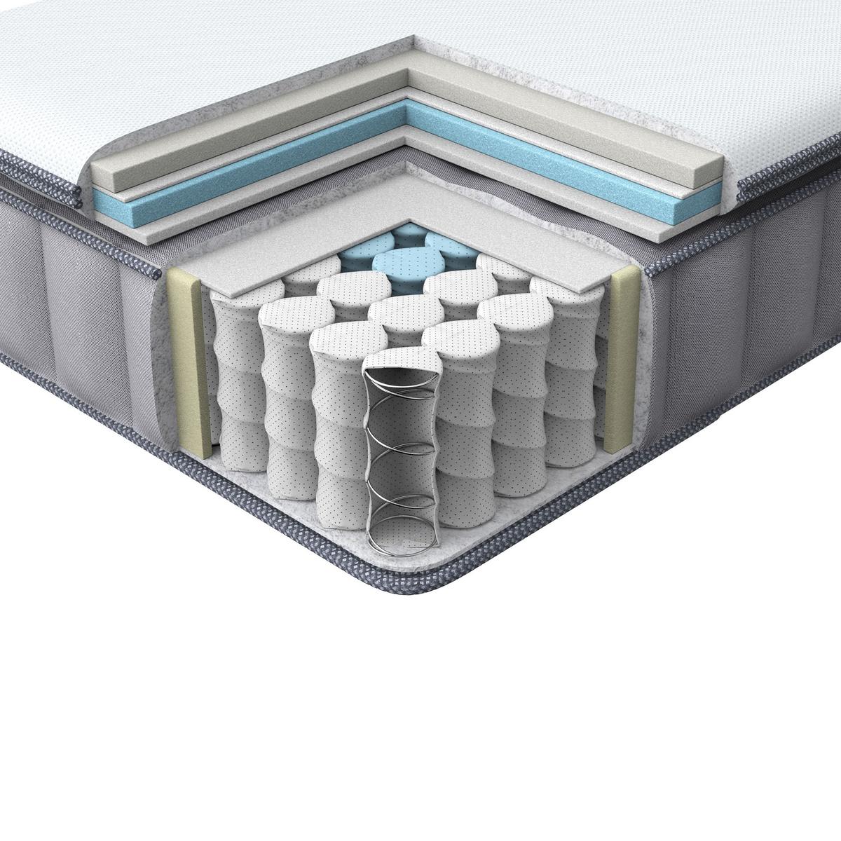 GEL-MEMORYSCHAUM-TASCHENFEDERKERNMATRATZE H2/3 Mittel 180/200 cm Pleasant - Weiß, Textil (180/200cm) - Beliani