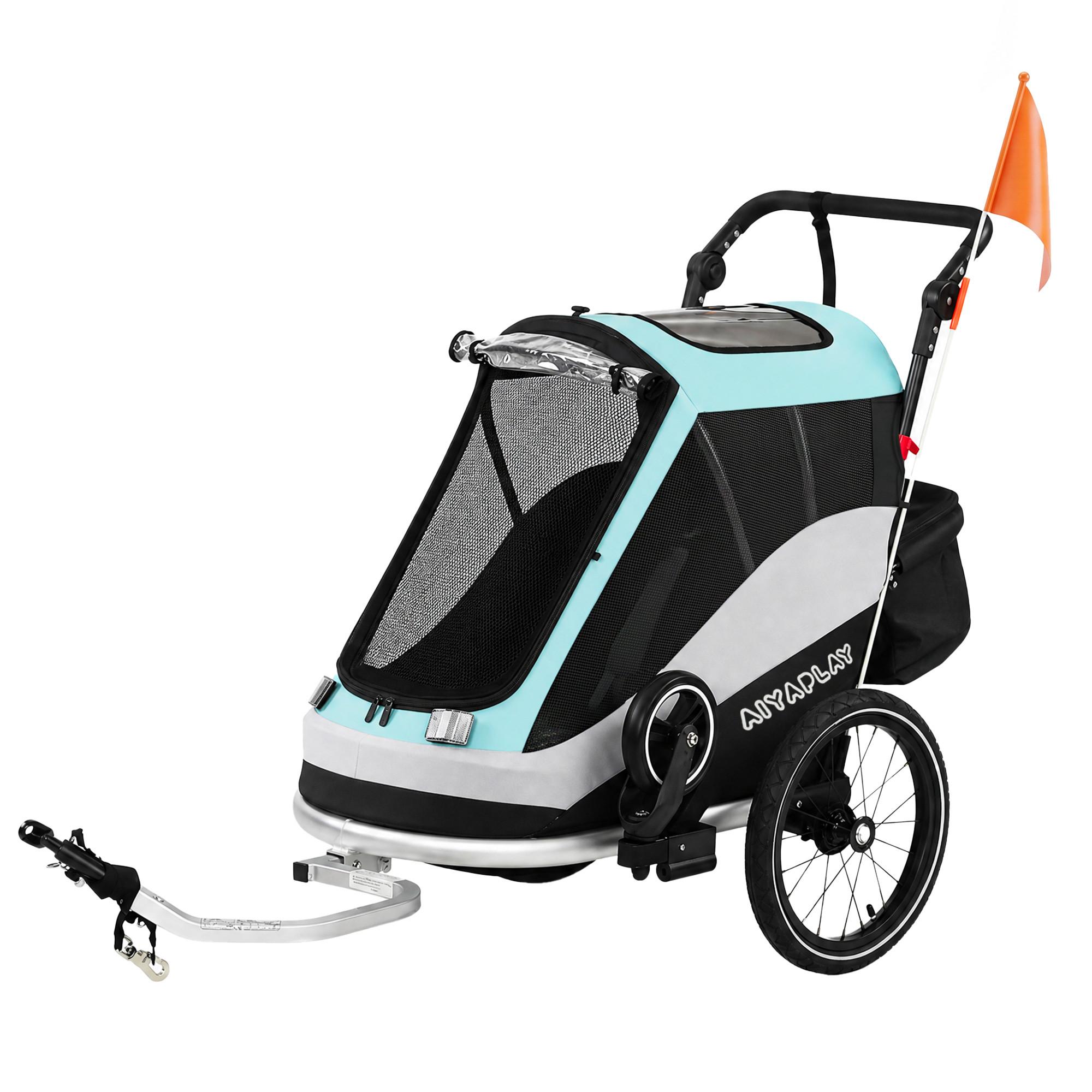 KINDER-FAHRRADANHÄNGER Stahl Aluminium Hellblau - Hellblau, Metall (65/98/155cm) - AIYAPLAY