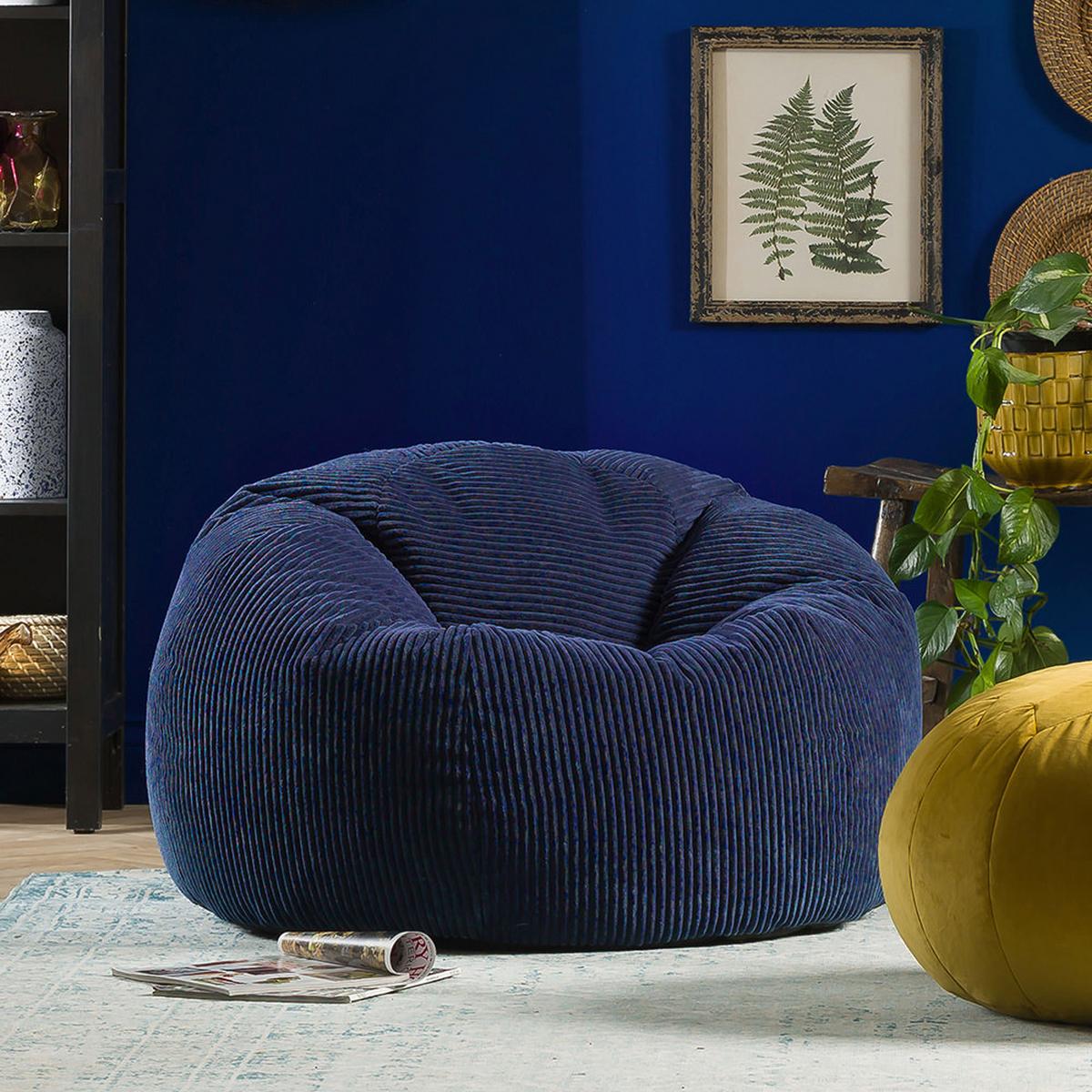 SITZSACK Klassisch Sessel aus Cord 2-tlg. - Dunkelblau, Textil (85/50/85cm) - icon