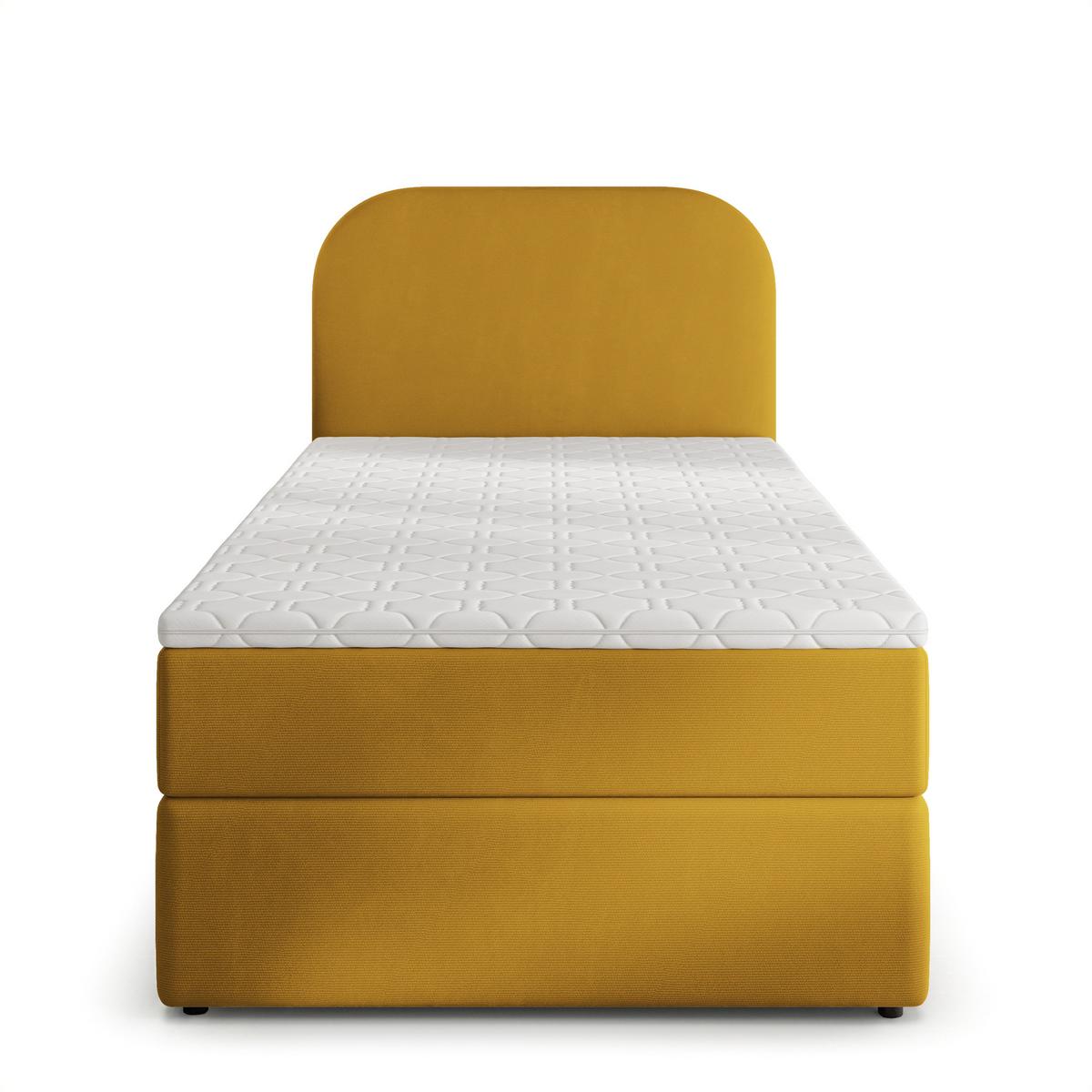 BOXBETT CERIA 100x200 cm mit Matratze und Topper - Gelb - Gelb, Holz/Textil (100/200cm) - MASSENO