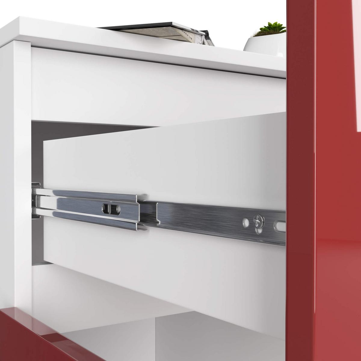 KOMMODE Weiß, Rot Glanz 99/80/40 - Weiß, Holzwerkstoff (80/99/40cm) - RAUMHIRSCH FURNITURE
