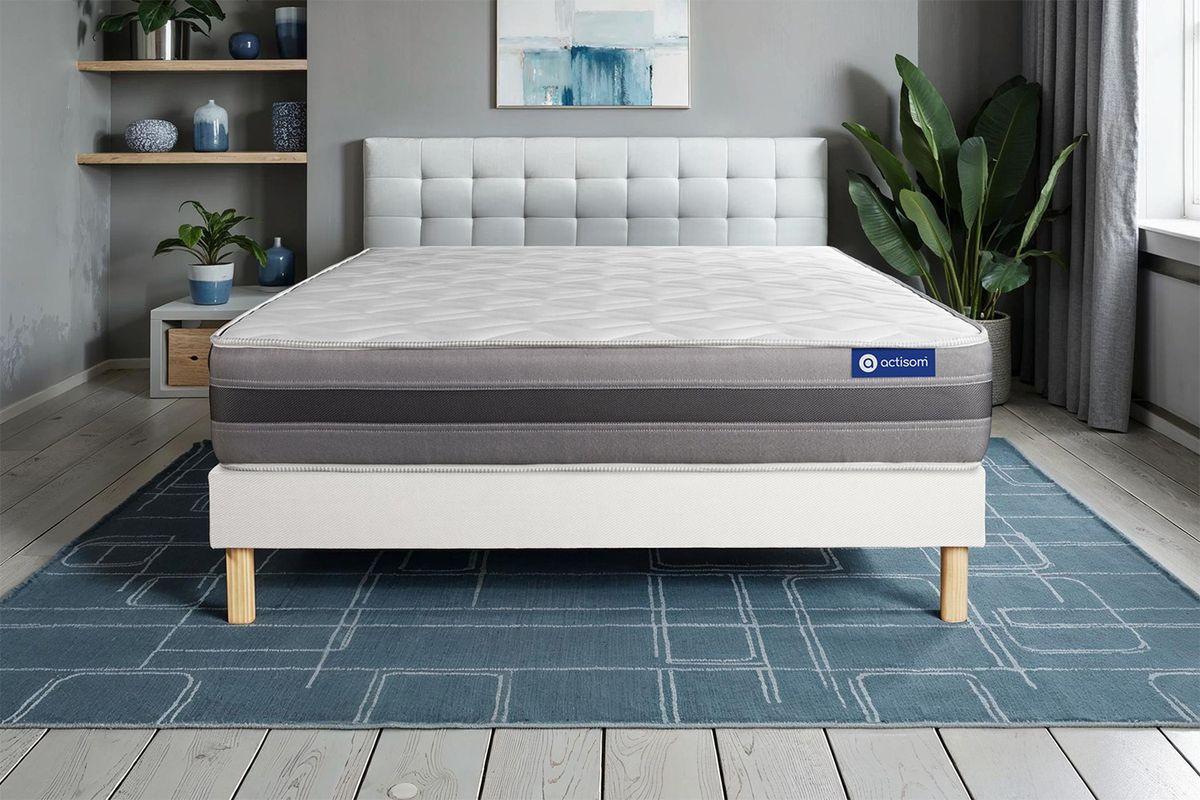 BETT Actiflex relax Taschenfederkern und Memory-Schaum 80 x 200 cm h1 - Kit Bettgestell Weiß - Beige/Weiß, Karton/Holz (80/200cm) - ACTISOM
