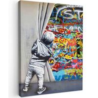 LEINWANDBILD Graffiti - Junge - Ilussie - Straßenkunst Room Decor 30x40 cm - Hellgrau, Textil (30/40cm) - MuchoWow