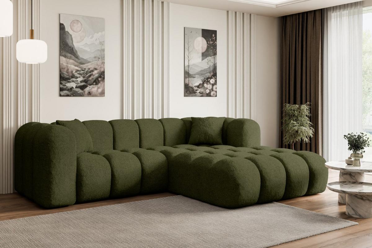 ECKSOFA Ottomane Rechts OLEA-L1 - 231x173x74 cm Grün - Platinfarben/Schwarz, Holzwerkstoff/Kunststoff (231/173cm) - ALTDECOR