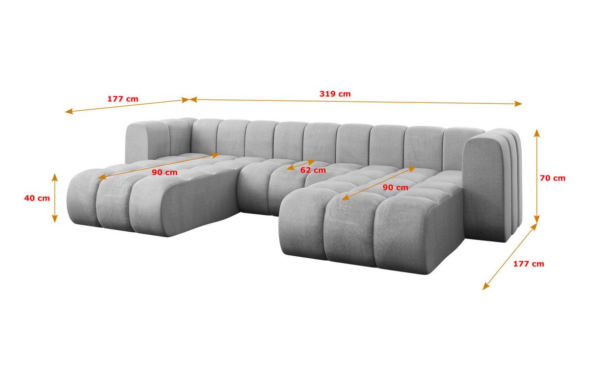 WOHNLANDSCHAFT modulares Sofa Joren-U1 - 319x177x70 cm Grau - Hellgrau, Holzwerkstoff/Textil (319/70/177cm) - ALTDECOR