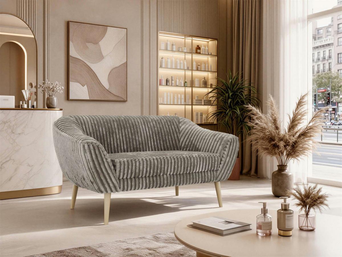 2-SITZER-SOFA PIRS - Hellbraun Cord - Holzbeine - Hellbraun/Buchefarben, Holzwerkstoff/Textil (140/75/74cm) - MKS