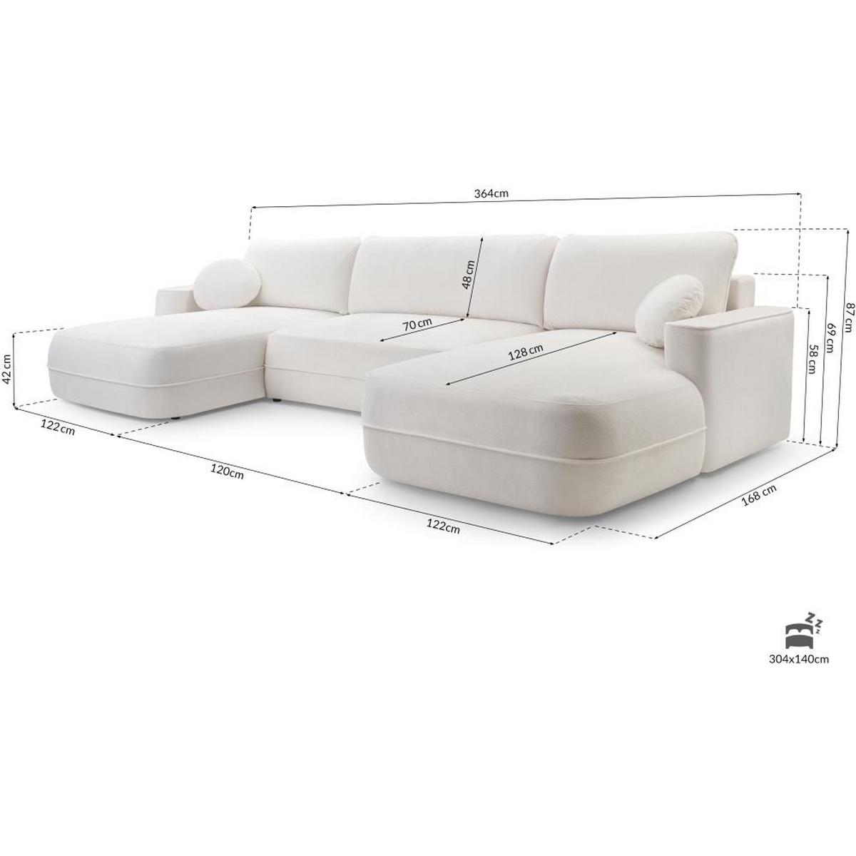 WOHNLANDSCHAFT Fiero U rosa - Hellrosa, Textil (364/87/186cm) - Beautysofa