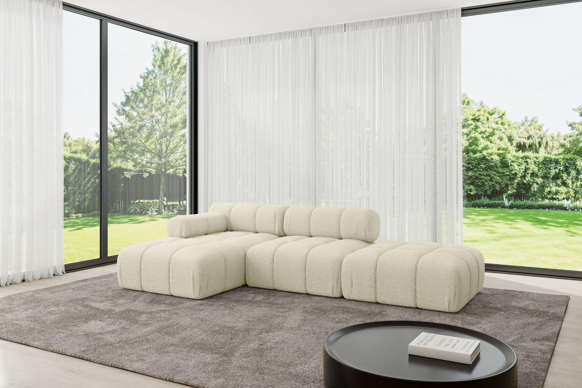 ECKSOFA modulares Sofa Lizur-L1 - 285x160x70 cm Beige Bouclé - Beige, Holzwerkstoff/Textil (285/160cm) - ALTDECOR