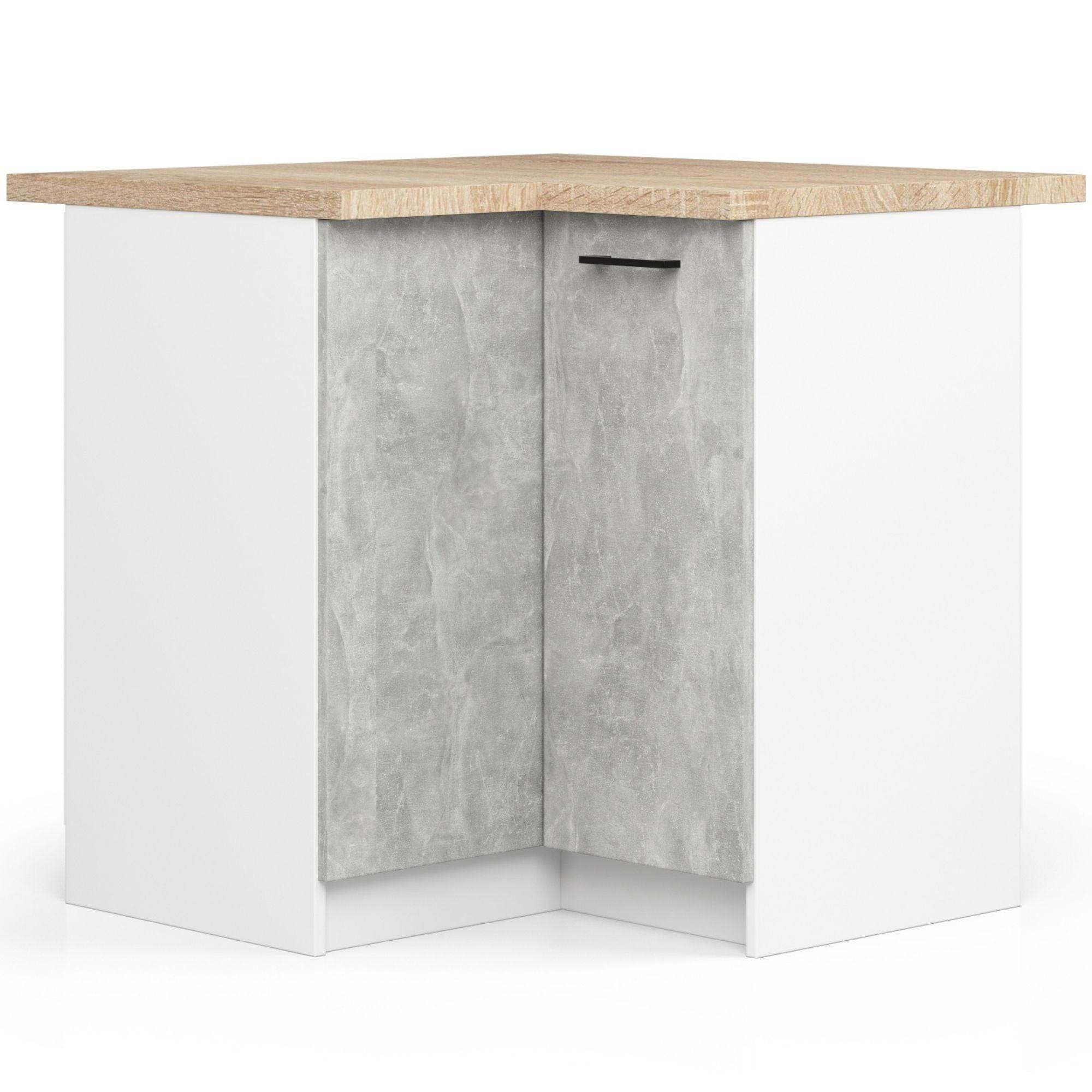 UNTERSCHRANK Weiß, Beton 85/90/46 - Hellgrau/Weiß, Holzwerkstoff (90/85/46cm) - RAUMHIRSCH FURNITURE