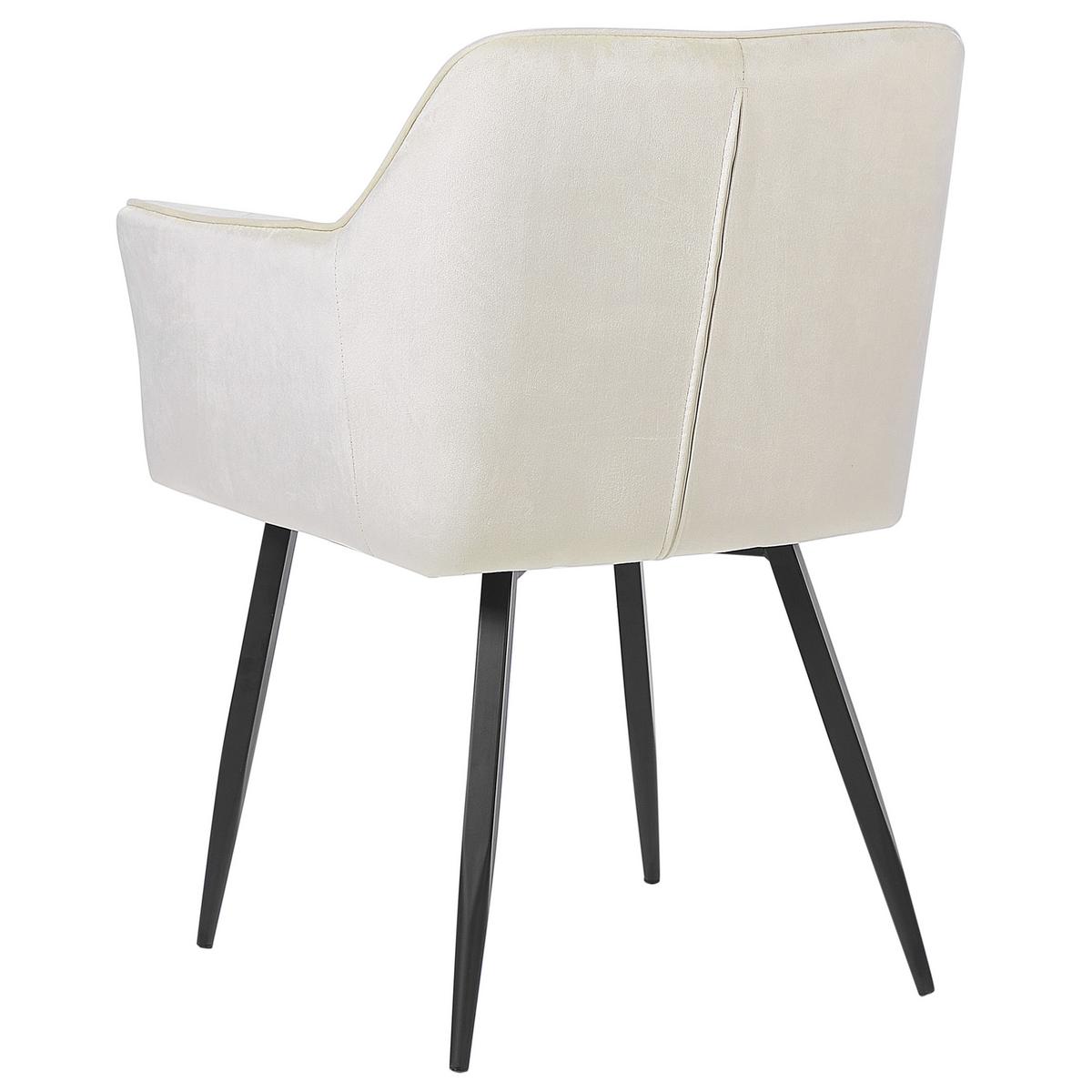 ESSZIMMERSTUHL 2er-Set Samtstoff Beige Jasmin - Beige, Textil/Metall (60/84/49cm) - Beliani
