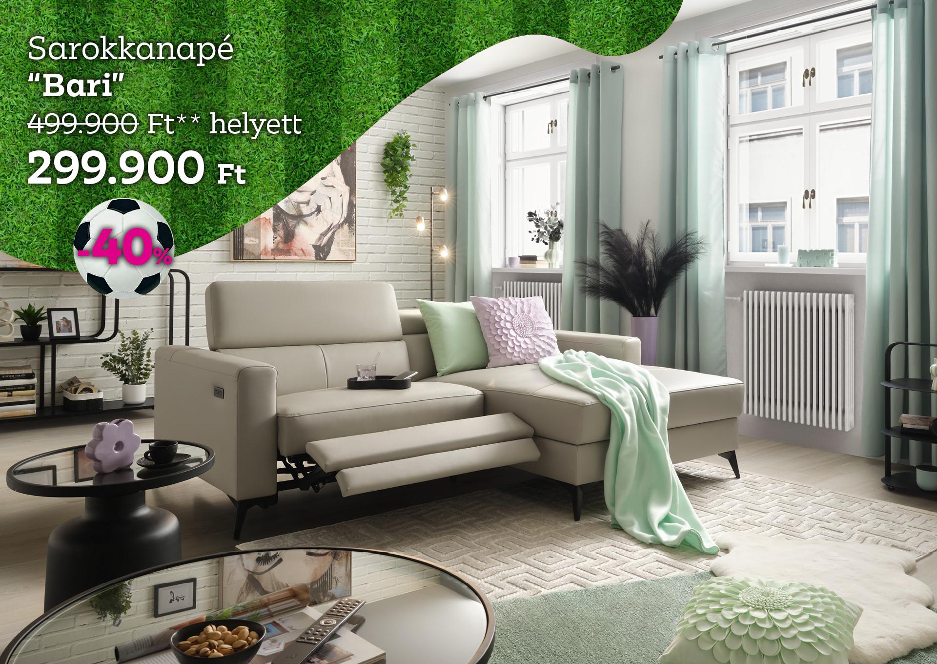 Sarokkanapé Bari 499900 Forint helyett 299900 Forint, kedvezmény mértéke 40%