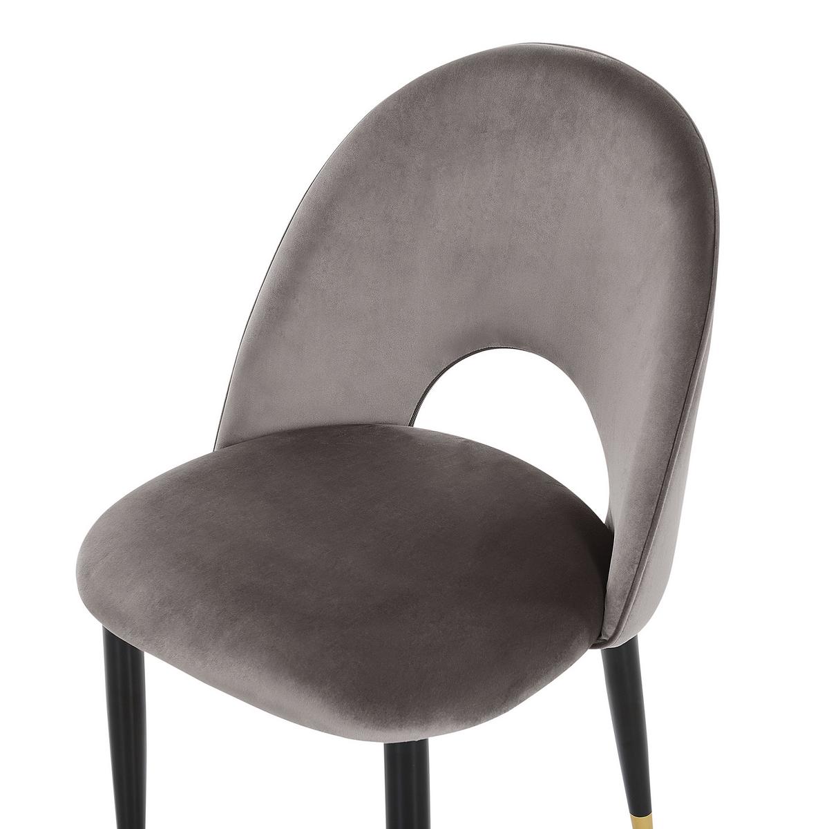 ESSZIMMERSTUHL 2er-Set Samtstoff Grau Magalia - Grau, Textil/Metall (47/84/45cm) - Beliani