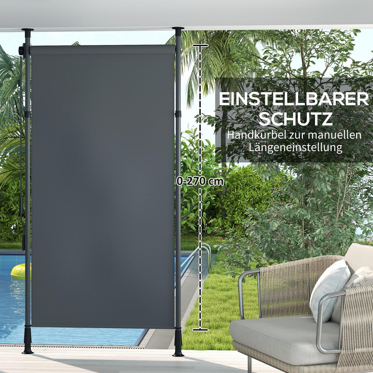 SENKRECHTMARKISE, Polyester, Dunkelgrau - Dunkelgrau, Metall (2.8/310/150cm) - Outsunny