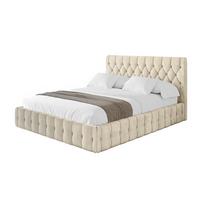POLSTERBETT mit Bettkasten und Lattenrost, Boxbett ohne Matratze - LARO 180x200 Beige - Ecru, Holzwerkstoff/Textil (180/200cm) - ALTDECOR