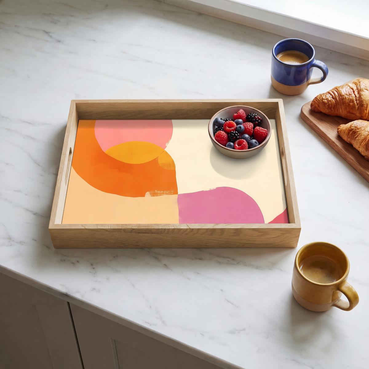 TABLETT Formen - Abstrakt - Farbenfroh 40x30 cm - Orange, Holz (40/5/5cm) - OnlyWow
