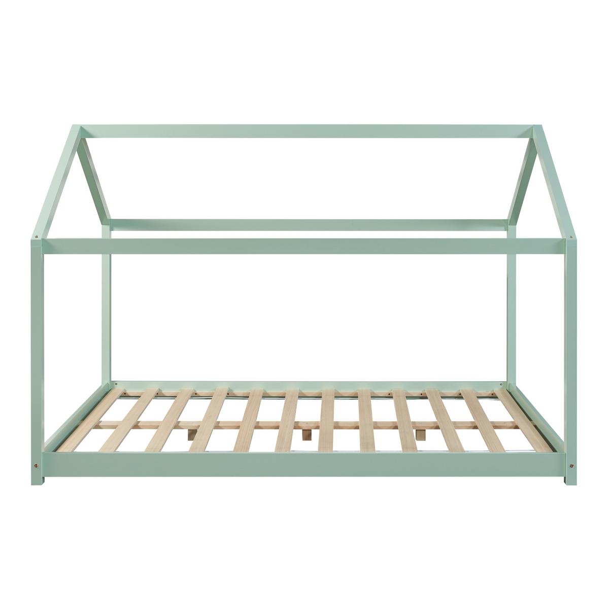 HAUSBETT Cerro mit Matratze - Mintgrün, Holz/Textil (140/200cm) - [en.casa]