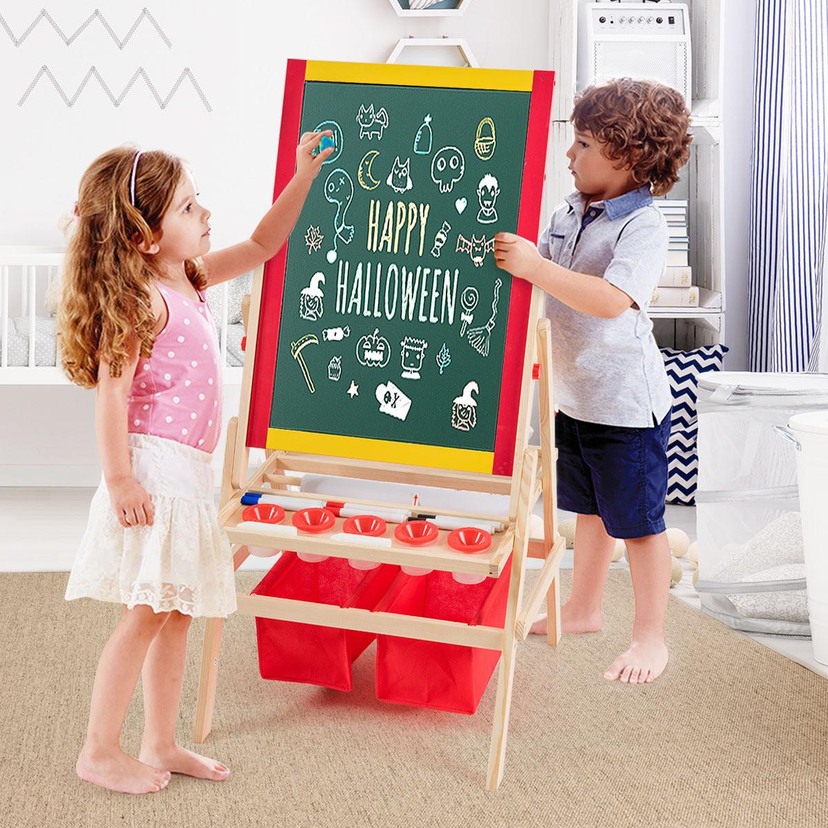 KINDERSTAFFELEI Rot - Rot, Holz (52.5/106.5/51.5cm) - COSTWAY