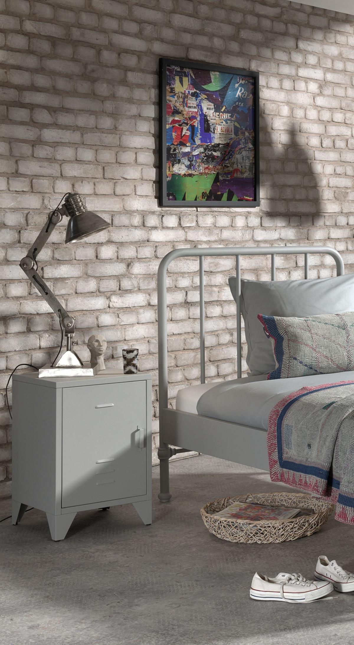 NACHTKOMMODE Kay 40x40x60 Industrial Design aus Metall Grau - Grau, Metall (40/60/40cm) - 58aufmkessel