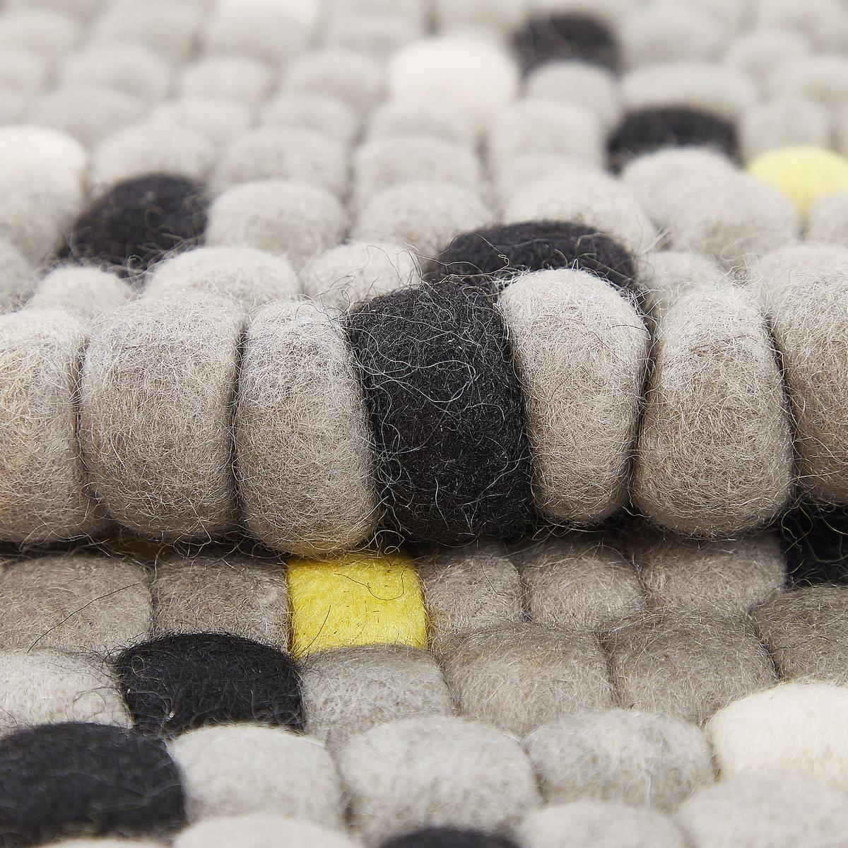 FILZKUGELTEPPICH-PENEK 140/140 cm - Grau, Textil (140/140cm) - Beliani