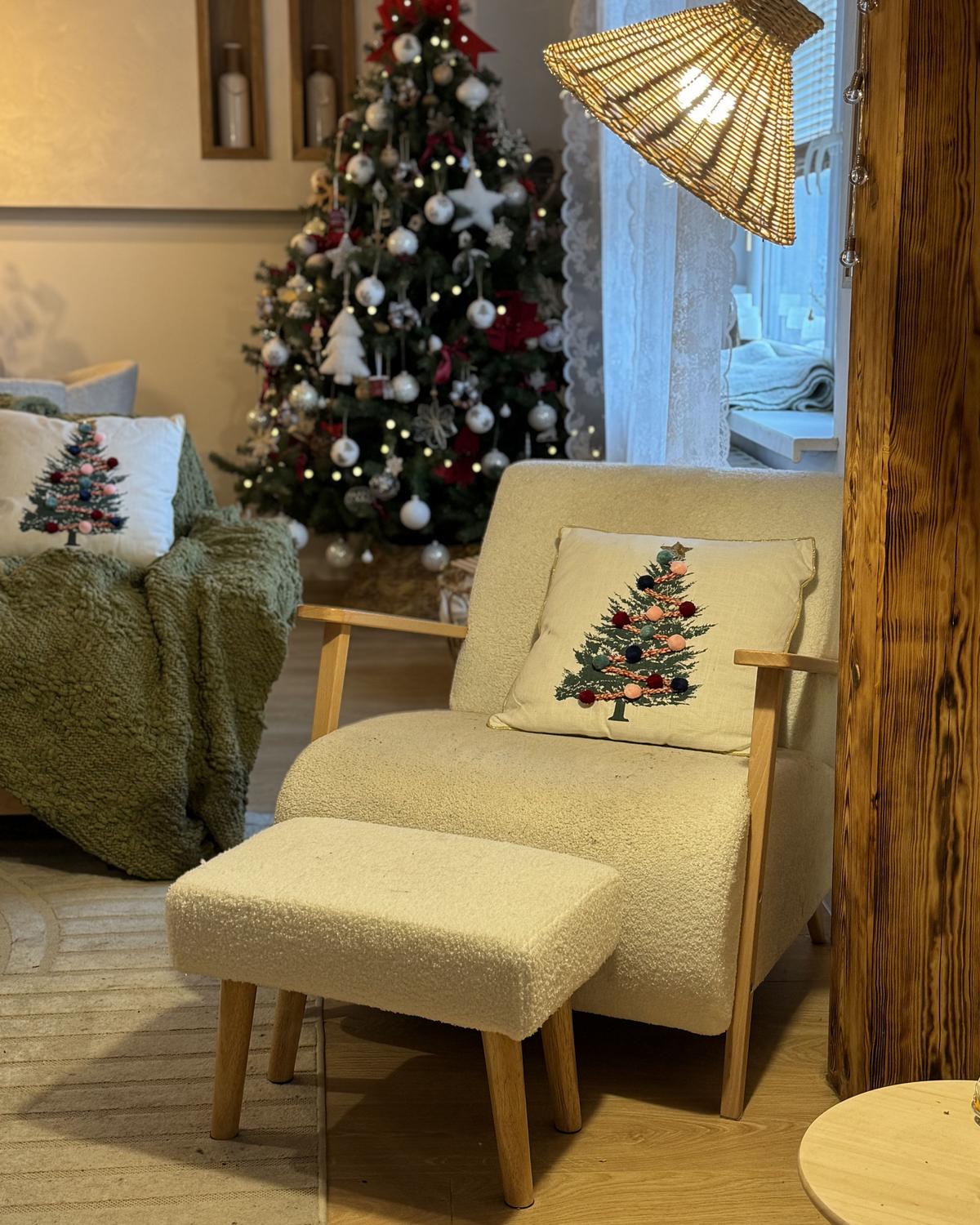HOCKER Takoma 30/50/35 cm - Weiß, Textil (50/35/30cm) - Beliani