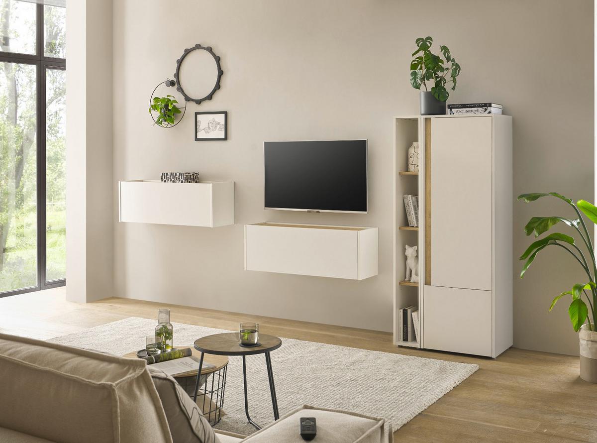 HÄNGEELEMENT weiß matt, Eiche Wotan 100 cm, Hängeschrank für Homeoffice und Büro - Eiche Wotan/Weiß, Holzwerkstoff (100/35/30cm) - Furn.Design