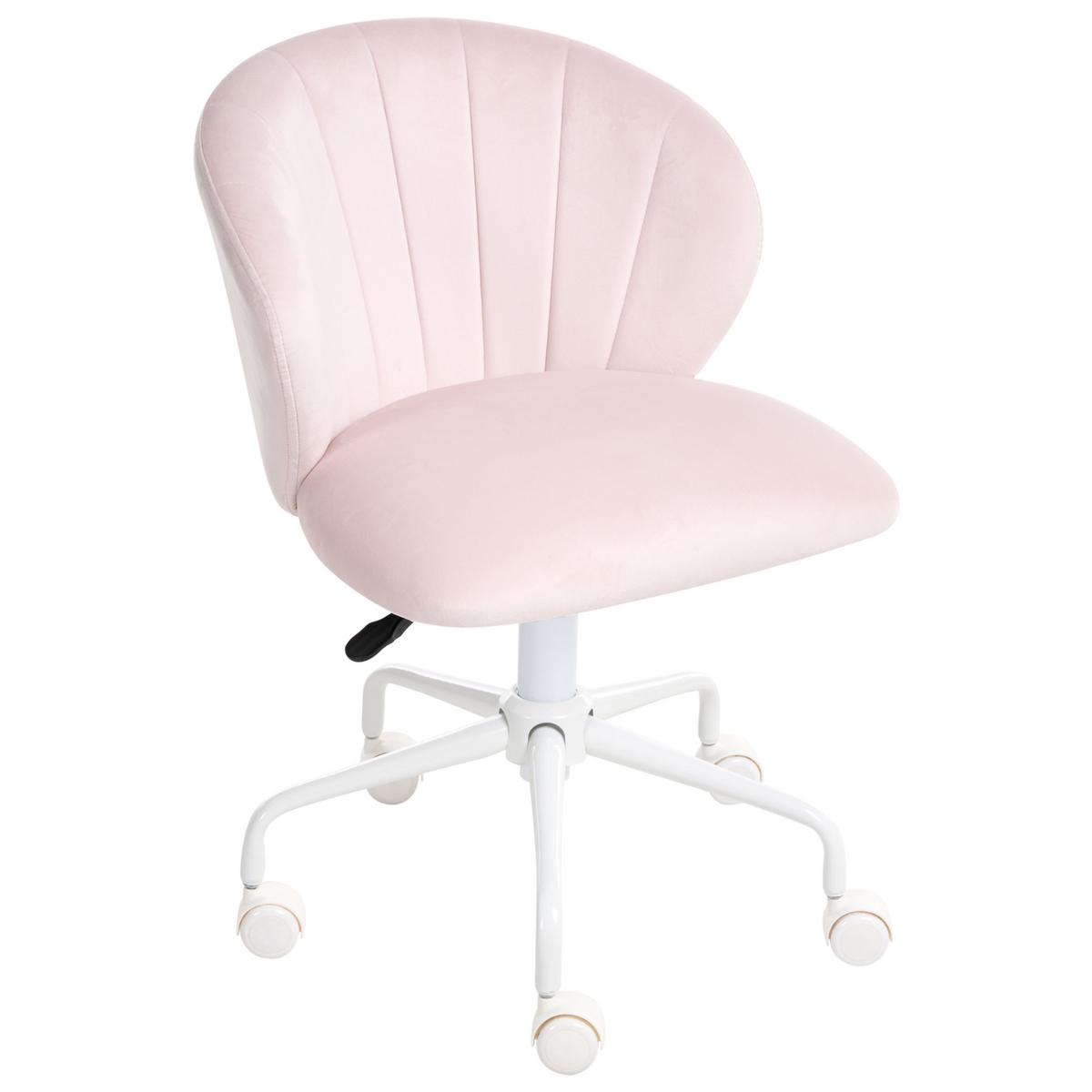 SCHREIBTISCHSTUHL Pastellrosa Cheerful - Pink/Weiß, Textil (49/70/49cm) - Beliani
