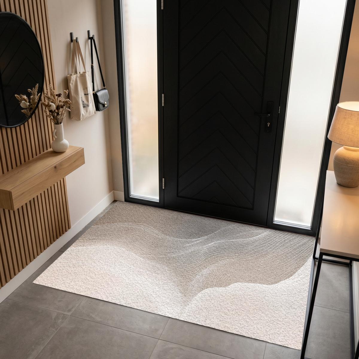 FUSSMATTE Wellenlinien - Luftströme - Harmonisch Schmutzfänger 180x120 cm - Beige, Kunststoff (180/0.4cm) - MuchoWow