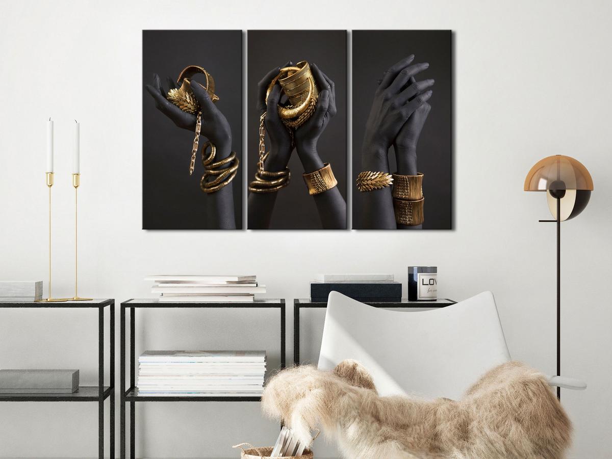 KUNSTDRUCK Grau 90/60 cm - Goldfarben/Grau, Textil (90/60cm) - KUNSTLOFT