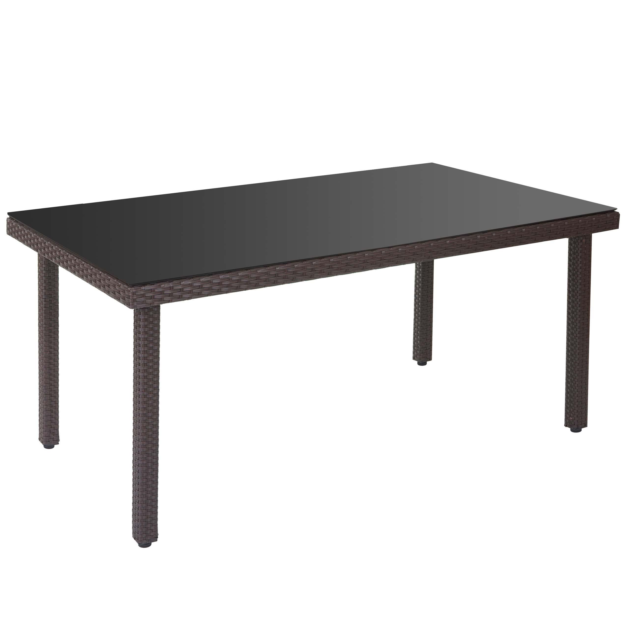 POLY-RATTAN-GARTENTISCH rechteck Braun - Braun, Kunststoff (90/160/74cm) - MCW