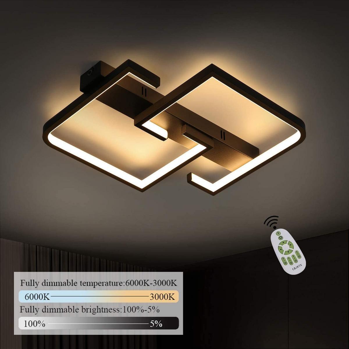 LED DECKENLEUCHTE Crosby 42/37/5 - Schwarz, Metall (42/37/5cm) - Nettlife