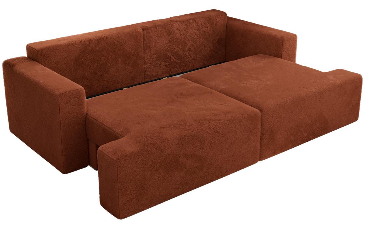 4-SITZER SOFA VIRELLA Orange Plüsch - Schwarz/Orange, Kunststoff/Textil (240/88/115cm) - MKS