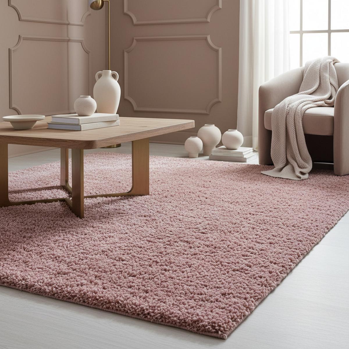 TEPPICH Hochflor SPREE in Rosa, einfarbig, 140 x 200 cm - Rosa, Textil (200/140cm) - KADIMA DESIGN