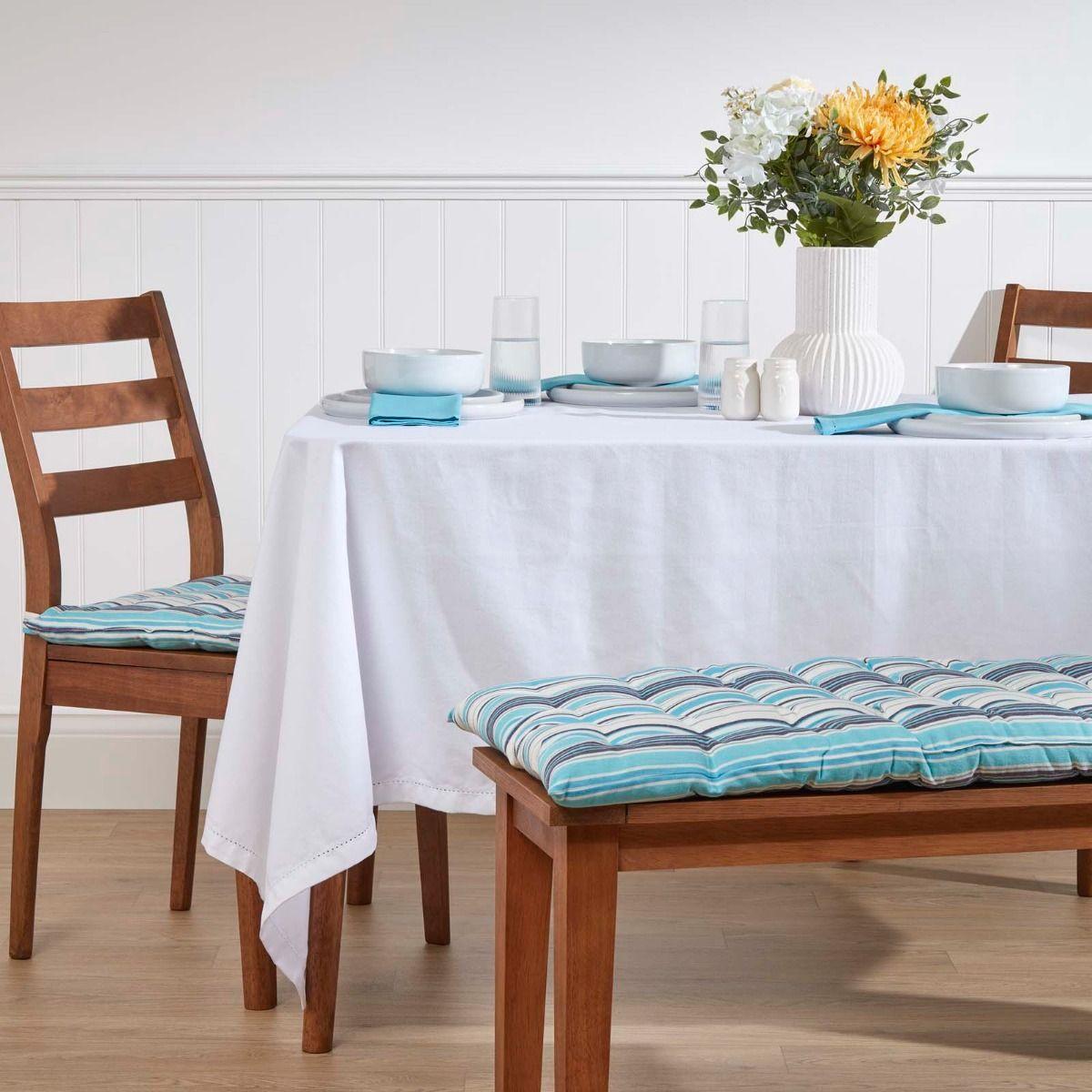 BANKAUFLAGE New England, 2-Sitzer gestreift - Blau, Textil (108/42/5cm) - Homescapes