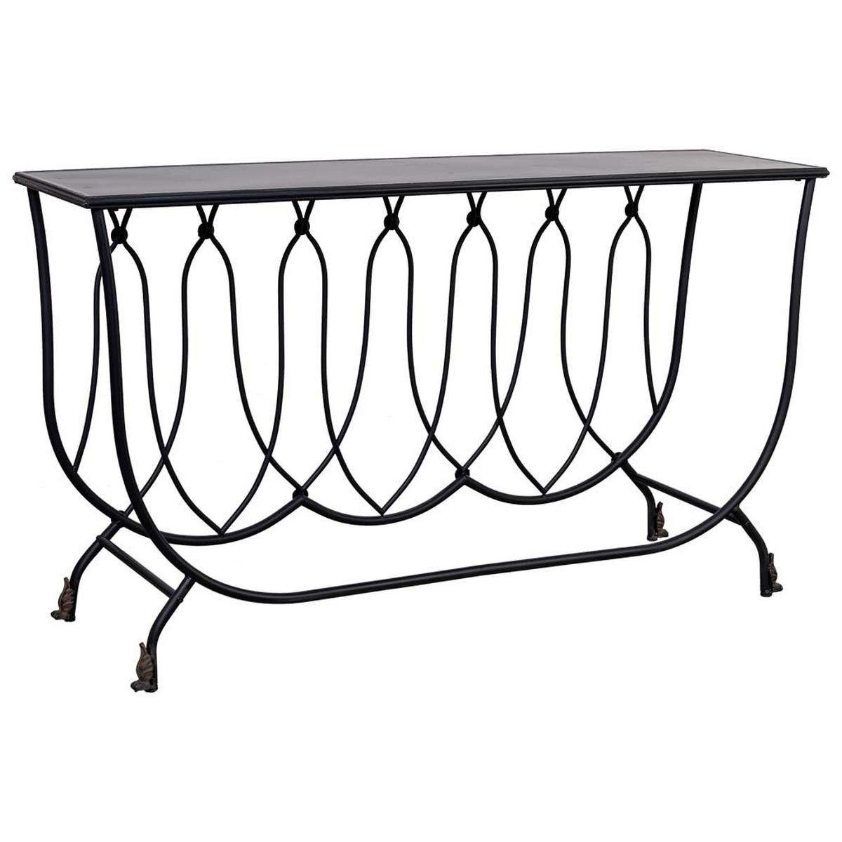 KONSOLE aus gealtertem schwarzen Metall 144x40x79 cm - Schwarz, Metall (40/144/79cm) - Wanderlust