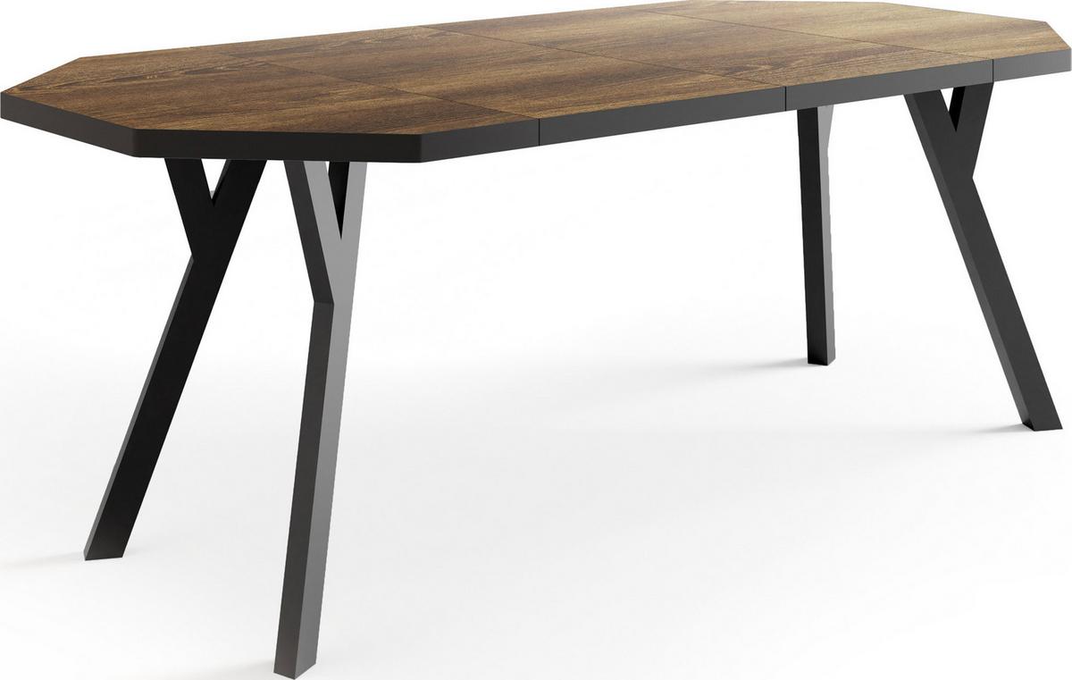 ESSTISCH Desmond achteckiger ausziehbarer, Arvadonna Chestnut 100-200/100/76 cm - Kastanienfarben/Schwarz, Holz/Holzwerkstoff (100/200/76cm) - WFL GROUP