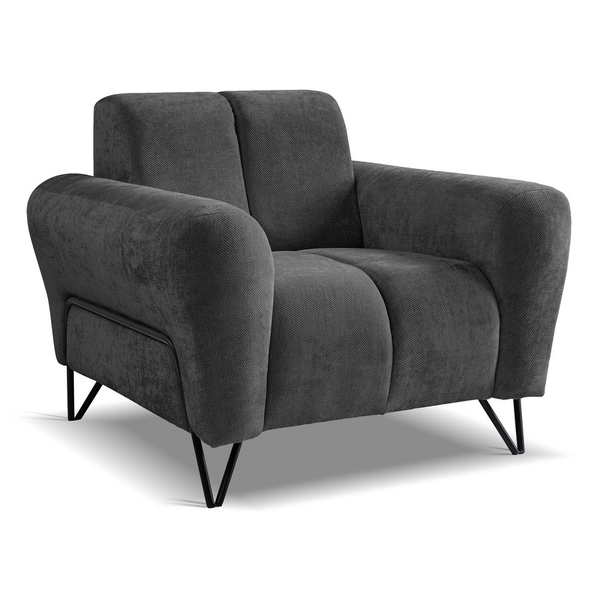 SITZGARNITUR Volare Sofas+Sessel, ohne Schlaffunktion, Anthrazit - Anthrazit/Schwarz, Textil/Metall (220/83/98cm) - Beautysofa