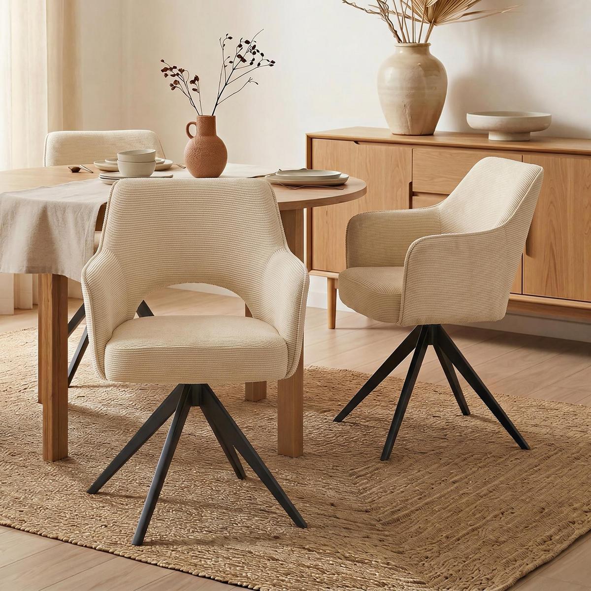 ESSZIMMERSTÜHLE FLORENCE 2er-Set cremeweiß - Creme, Textil (56/86/59cm) - IDIMEX